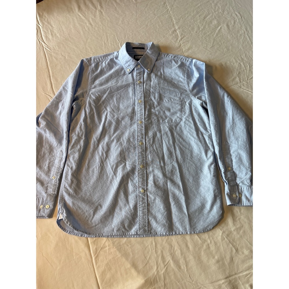 Lands' End Sail Rigger Oxford Mens Medium Blue Excellent Button Downโ Shirt